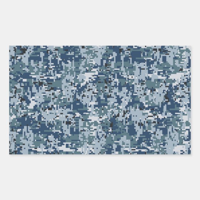 Navy  Digital Camo Camouflage Decor Rectangular Sticker (Front)