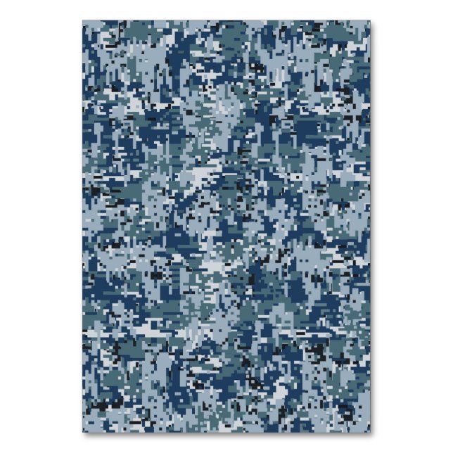Navy  Digital Camo Camouflage Decor Table Number (Front)