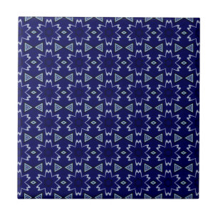 Navy Digital Floral Ceramic Tile