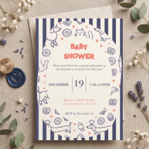 Navy Dog Cat Bakery Baby Shower
