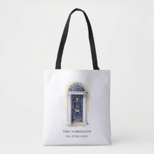 Navy Door Watercolor Logo Real Estate Agent Tote Bag