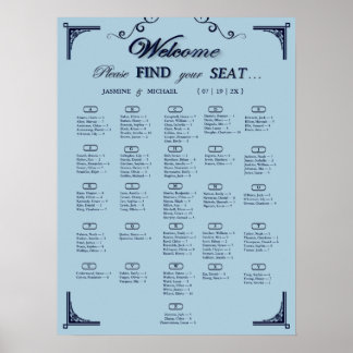 Navy Dusty Blue Alphabetical Wedding Seating Chart