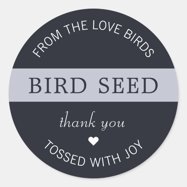 Navy Dusty Blue Bird Seed Toss Wedding Favours Classic Round Sticker (Front)