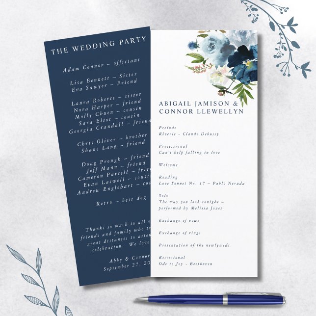 Navy & Dusty Blue Elegant Floral Watercolor Program (Creator Uploaded)
