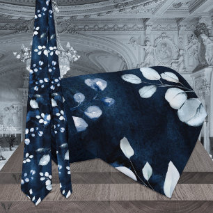 Navy & Dusty Blue Eucalyptus Greenery Wedding Tie