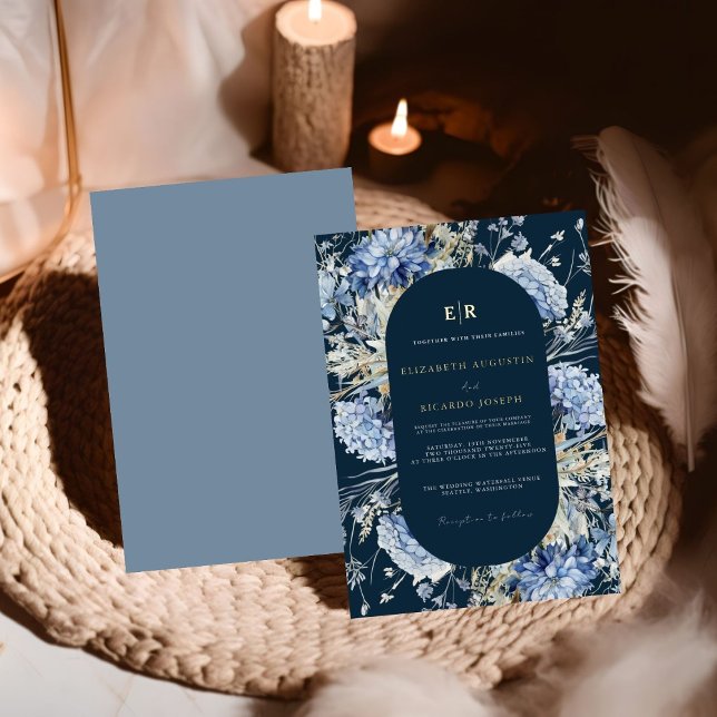 Navy Dusty Blue Floral Spring Bloom Wedding  (Creator Uploaded)