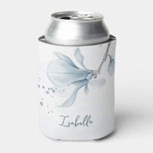 navy dusty blue flowers botanical wedding can cooler