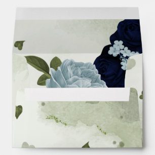 navy & dusty blue flowers green  envelope