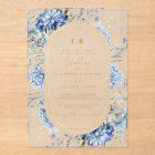 Navy Dusty Blue Gold Floral Spring Bloom Wedding