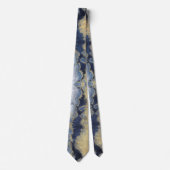 Navy Dusty Blue Marble Gold Wedding Tie (Front)