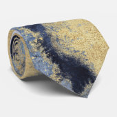 Navy Dusty Blue Marble Gold Wedding Tie (Rolled)