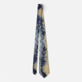 Navy Dusty Blue Marble Gold Wedding Tie (Back)