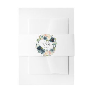 Navy & Dusty Blue Pink 4 Invitation Belly Band
