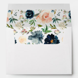 Navy & Dusty Blue, Pink Floral 2 Envelope