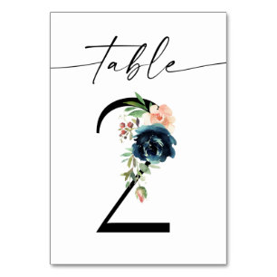 Navy, Dusty Blue & Pink Floral Table Number 2