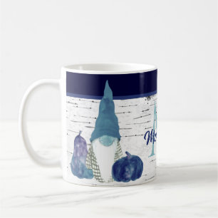 Navy Dusty Blue Pumpkin Gnomes Aspen Rustic House  Coffee Mug