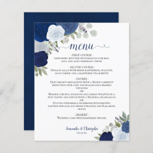 Navy & Dusty Blue Roses Budget Wedding Menu