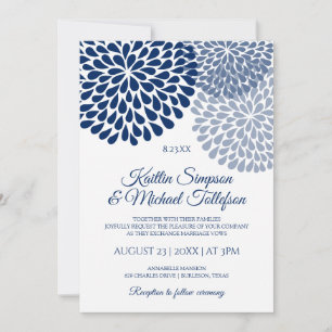 Navy & Dusty Blue Wedding Invitations Floral