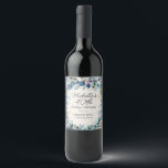 Navy Dusty Blue White Floral 40th Birthday Wine Label<br><div class="desc">Elegant navy and dusty blue with white watercolor floral 40th birthday party wine bottle labels. Personalised with the name of the guest-of-honour, her age, and her party date. Add your own "Thank you for celebrating with us" message at the bottom. Contact me for assistance with your customisations or to request...</div>