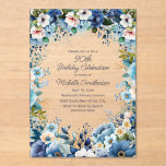 Navy Dusty Blue White Floral 90th Birthday  Acrylic Invitations<br><div class="desc">Beautiful navy and dusty blue with white watercolor flowers 90th birthday party clear acrylic invitation for women. This invitation is designed for a 90th birthday but can be customised for anyone of any age. Contact me for assistance with your customisations or to request additional matching or coordinating Zazzle products for...</div>