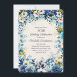 Navy Dusty Blue White Flowers 90th Birthday Invitation<br><div class="desc">Elegant navy and dusty blue with white watercolor floral 90th birthday party invitation for women. This invitation is designed for a 90th birthday but can be customised for anyone of any age. Purchase your invitations with the rounded edges on this card, or choose from a variety of other shapes on...</div>