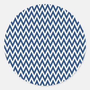 Navy Elegant Chevron Design Classic Round Sticker