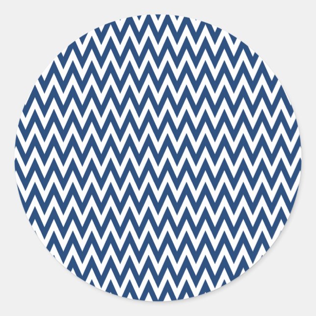 Navy Elegant Chevron Design Classic Round Sticker (Front)