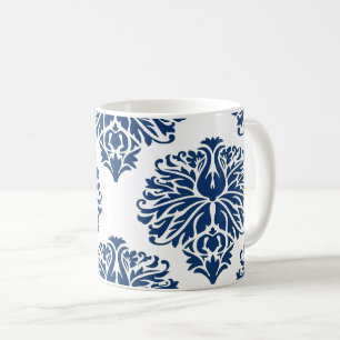 Navy Elegant Damask Coffee Mug