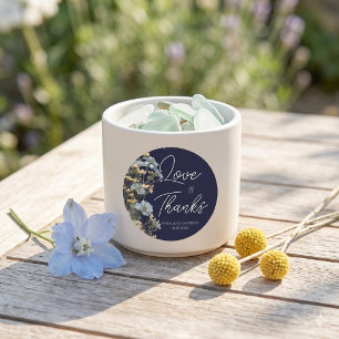 Navy Elegant Floral Wedding Classic Round Sticker