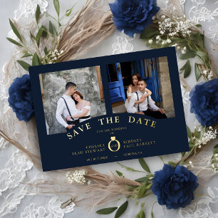 Navy Elegant Gold 2 Photos Sophisticated Wedding
