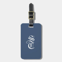 Navy Elegant Gothic Monogram Name Medieval Typo