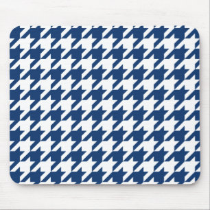Navy Elegant Houndstooth Mouse Pad