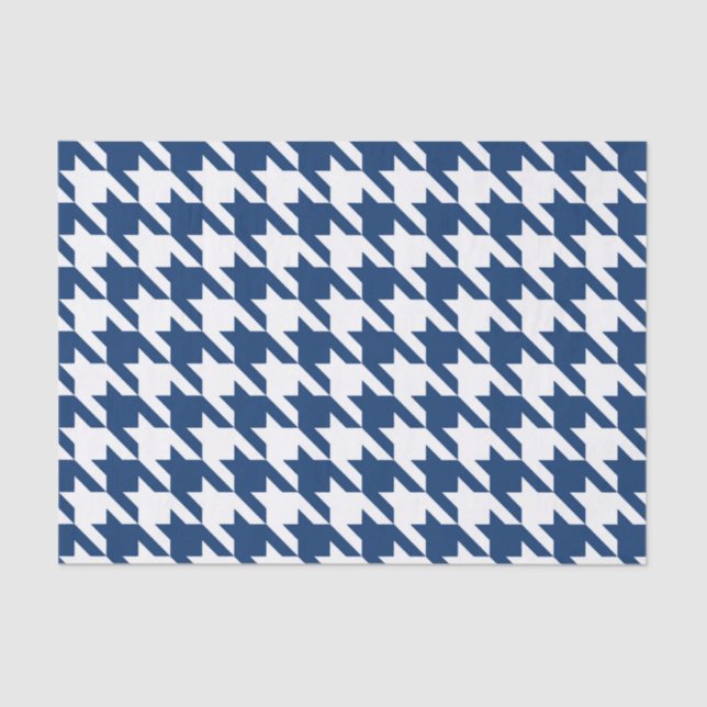 Navy Elegant Houndstooth Tissue Paper (Front)