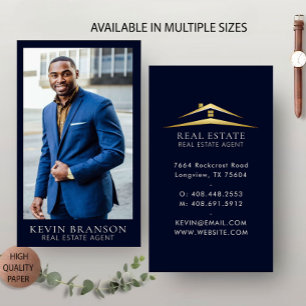 Navy Elegant Professional Real Estate Business Card