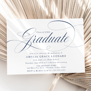Navy Eloquence Graduation Party Invitation