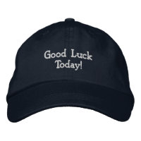 Navy Embroidered Cap – Good Luck Today! Cotton Hat