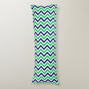 Navy, Emerald, White Large Chevron ZigZag Pattern Body Cushion