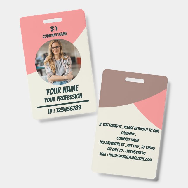 Navy Employee Photo ID Badge (Front & Back)