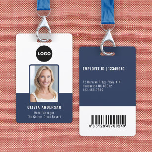 Navy Employee Photo ID Bar Code Company Security Badge
