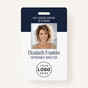 Navy Employee Photo ID Company Logo Security ID Badge