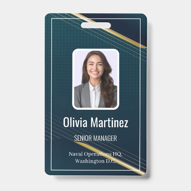 Navy Employee Photo ID Company Security Badge (Front)