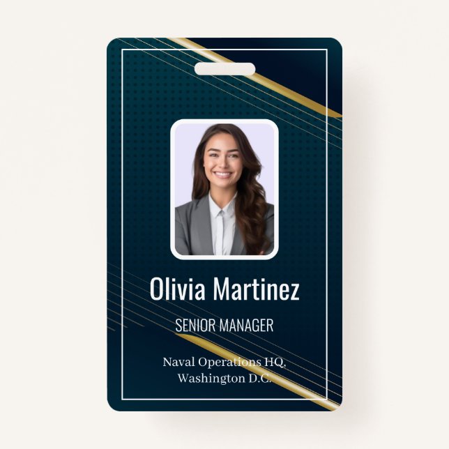 Navy Employee Photo ID Company Security Badge ID Badge (Front)