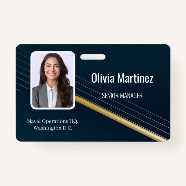 Navy Employee Photo ID Company Security Badge ID Badge (Front)