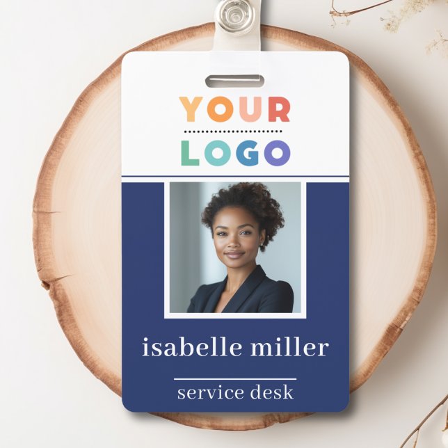 Navy Employee Photo ID Company Security Name Badge (Creator Uploaded)