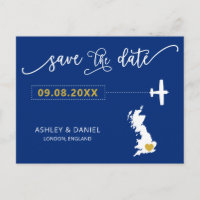 Navy England Scotland Wedding Save the Date UK Map