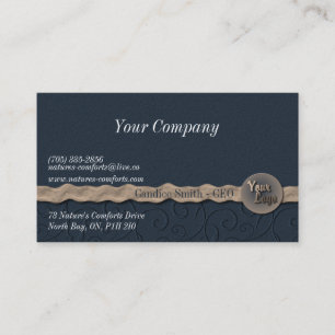 Navy Fabric & Ribbon Business Card