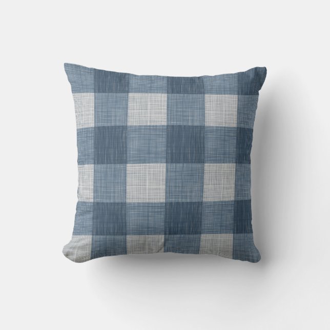 Navy Farmhouse Buffalo Plaid Cushion (Front)