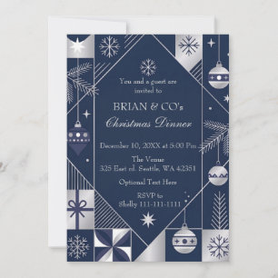 Navy Festive Corporate Christmas Party Invitation
