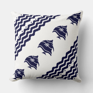 navy fish on white PILLOW coastal living