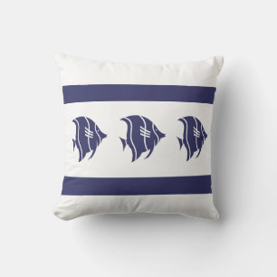 navy fish on white PILLOW coastal living